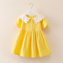 2021 cotton summer dress new girl doll collar dress children short sleeve princess dress baby lace collar skirt