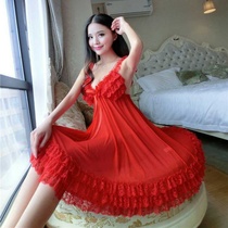 90-200kg Korean version of womens mesh sling sexy lace nightgown fattened plus size thin home clothes (2