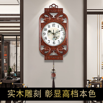 New Chinese style solid wood rosewood creative atmosphere watch Chinese style classical clock household living room mahogany color wall clock