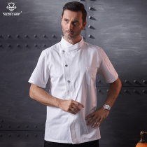 RozeChef chef overalls Mens short-sleeved thin breathable mesh hotel hotel back kitchen catering chef clothes