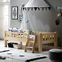 LHABC full solid wood children's bed small low bed multi-function children's bed stitching big bed environmental protection side crib