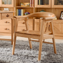 Bright furniture Nordic simple solid wood book chair Computer chair Oak book chair Office chair Wood color chair