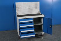 Four-drawer one-door tool cart Hardware heavy tool cabinet thickening workshop tin cabinet Station car chest of drawers Fixture cabinet