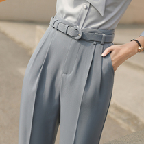 Professional suit pants womens autumn high waist loose slim straight suit pants nine carrot pants casual Haren pants