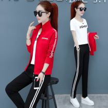 Sports suit women spring and autumn 2021 new two foreign style loose pants running three sets ANTA