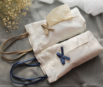 Simple Japanese cotton linen art tissue box Vintage hanging tissue suction mask storage box Tissue bag suction box
