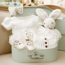 Newborn baby gift box princess dress spring and autumn winter baby clothes suit full moon dress meet newborn full moon