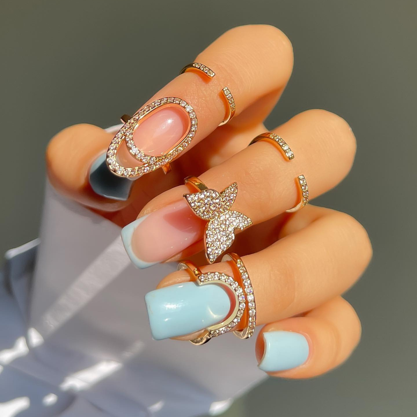 跨境新款微镶锆石指甲盖戒指个性气质穿戴美甲可拆卸假指甲片戒指