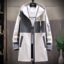 Youth coat male spring and autumn Korean version of the trend Ruffian handsome casual mens windbreaker long high school student coat