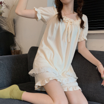 Xin Gang help Homedress 2021 new sweet homewear cute lace bubble sleeve pajamas for women in summer
