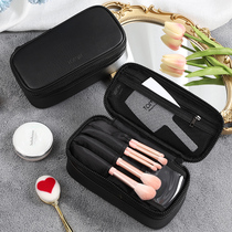 Double-layer multi-function cosmetic bag womens portable 2021 new super fire ins wind portable travel makeup brush storage bag