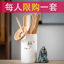 Ebony Tea Ceremony Six Junzi suit Kung Fu tea accessories 6 Junzi Daquan Tea making tools Tea clip Tea spoon