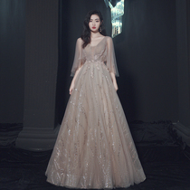 High-end host evening dress dress Light luxury niche temperament Bridesmaid suit High-end texture banquet summer performance suit female