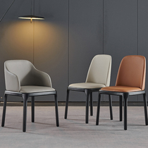 Dining chair Light luxury minimalist restaurant home chair backrest Nordic modern simple small apartment solid wood chair Latex leather