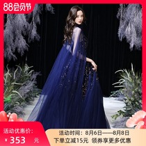 High-end performance evening dress female 2021 new niche design sense high-end texture annual meeting host light luxury dress skirt