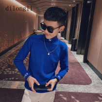 Sweater male ins fashion personality handsome semi-high collar base sweater Autumn slim wild couple sweater