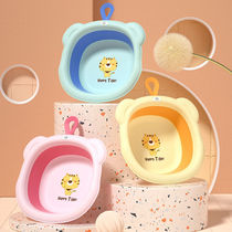 Washbasin foldable baby wash fart stock newborn children's products baby cute little face basin with lanyard