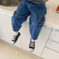 Boys jeans 2021 spring new baby Harlan pants children's foreign style casual loose long pants Korean version