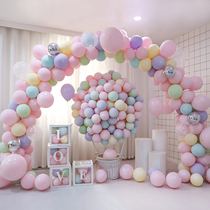 Baby birthday decoration childrens party background Macaron balloon mall store opening arch surface decoration