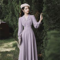 Flower Xie Li French retro dress 2021 autumn design sense niche gentle waist thin temperament fairy dress