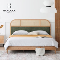Hanke｜ins wind net red rattan woven double bed master bedroom 1 8 meters modern simple white oak soft bag fabric bed