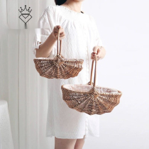 Korean creative portable flower basket weaving handmade flower arrangement material rattan bamboo basket flower pot props decoration ornaments