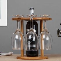 Red wine cup holder hanging household solid wood ornaments goblet wine decoration upside down wine bottle shelf European wine rack