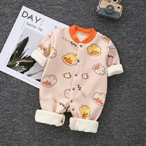 Baby plus velvet jumpsuit thick men and women baby warm clothes long sleeve pajamas newborn baby clothes autumn and winter clothes