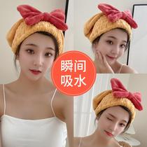 Big bow sleeve head dry hair cap does not drop wool super strong absorbent quick-drying thickening 2021 new female shampoo shower cap