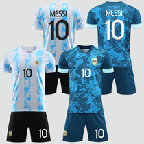 Argentina football suit set 2021 Americas Cup National Team mens home and away custom No 10 Messi jersey for children