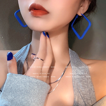 Spring and summer color square earrings 2021 new trend stud earrings simple temperament high-class atmosphere earrings female net red