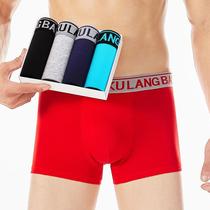 4 strips of cotton mens unmarked flat corner pants pure color Young Ben life year Great red Sport mid-waist shorts head new