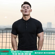  Line iron wolf sports POLO shirt mens lapel slim summer short-sleeved breathable quick-drying elastic muscle training fitness coach