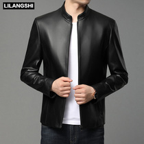 Sheep leather jacket mens coat spring and autumn Lilang lion new stand collar leather jacket slim trend mens clothing