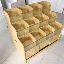 Insect-proof grain and oil store bulk cabinet Cargo snack box ladder Shopping mall snack shelf cabinet Rice tube grain rack Solid wood