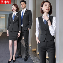 Men and women with the same professional suit formal wear high-end custom fashion 4s store bank overalls high-end gray suit vest