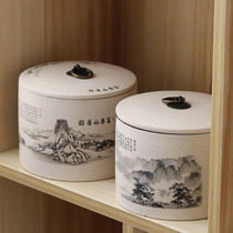 Purple sand storage tank Ceramic tea tank Household tea storage large green tea Puer loose tea one pound moisture-proof sealed tank