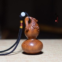 Hand play solid wood wood gourd red acid branch Hot hand handle wood carving Fulu Mahogany pendant Wen play craft