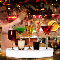 KTV clear bar glowing wine plate colorful plastic waterproof anti-drop beer wine tray round non-slip fruit plate
