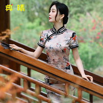 Silk cheongsam young summer high-end luxury jacquard original Chinese style short-sleeved improved daily slim dress