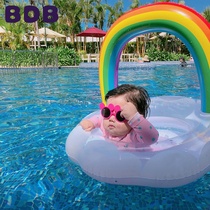 Ins South Korea Nordic Baby Rainbow Seat Swimming Ring Lifesaving Children Leak-proof Net Red Photo Props