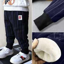 Baby cotton pants boys plus velvet padded winter thick wear three-layer cotton children's winter pants children's baby pants