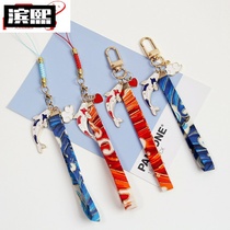 Handmade cute Japanese koi short rope wrist rope mobile phone lanyard U key pendant mobile phone pendant
