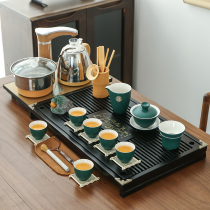 Kung Fu tea set home chicken wing solid wood tea tray fully automatic living room simple office with ceramic teapot