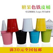Iron Sheet Multi Meat Flower Pot Flower Barrel Toy Barrel Beach Bucket Colored Drawing Bucket 100 Hitch Mini Candy Color Small Iron Bucket