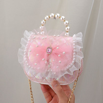Childrens bag Little girl 2021 fashion shoulder bag Pearl Princess messenger bag Mini coin purse