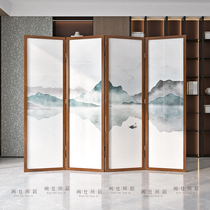 New Chinese style solid wood landscape Office folding screen partition Living room Hotel occlusion entrance Bedroom Mobile tea room