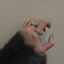 Simple personality tide cold wind geometric ring two-piece set ins Wind quality fashion still Food ring net red ring female