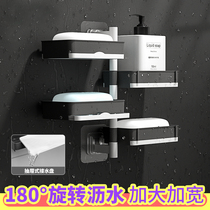 Strong non-trace paste drain soap box creative double bathroom shelf suction Wall soap box soap box