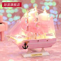 Smooth sailing model birthday gift wooden boat decoration craft boat pirate fishing boat boat ornaments sailing sailboat